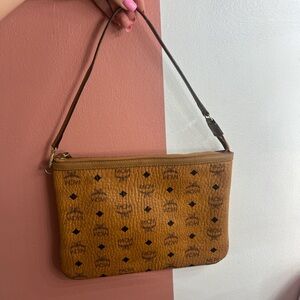 MCM Tan Monogram Clutch